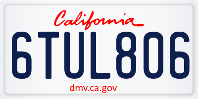 CA license plate 6TUL806