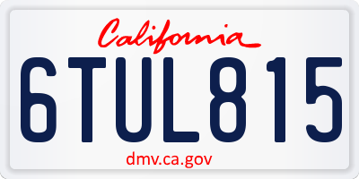 CA license plate 6TUL815