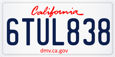 CA license plate 6TUL838
