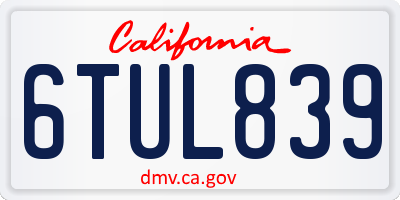 CA license plate 6TUL839
