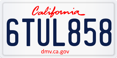 CA license plate 6TUL858