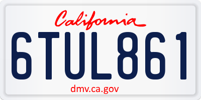 CA license plate 6TUL861