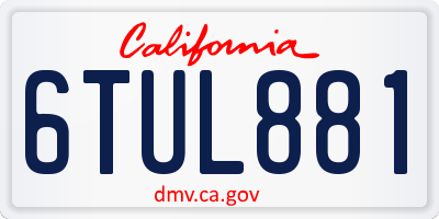 CA license plate 6TUL881