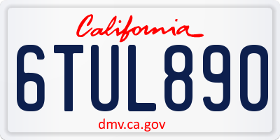 CA license plate 6TUL890