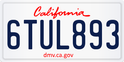 CA license plate 6TUL893