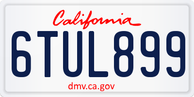 CA license plate 6TUL899