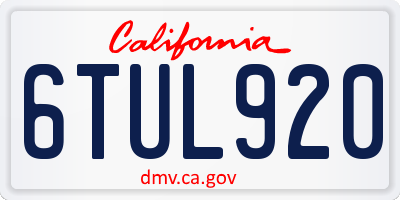 CA license plate 6TUL920