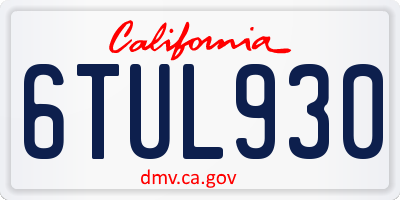 CA license plate 6TUL930