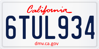 CA license plate 6TUL934