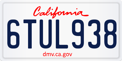 CA license plate 6TUL938