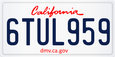 CA license plate 6TUL959