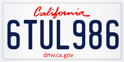 CA license plate 6TUL986