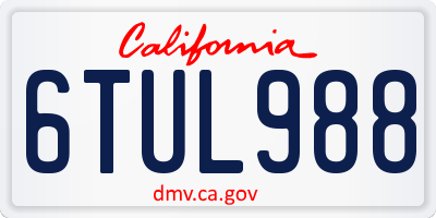 CA license plate 6TUL988