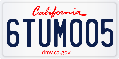 CA license plate 6TUM005