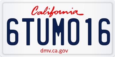 CA license plate 6TUM016
