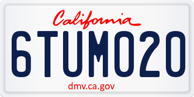 CA license plate 6TUM020