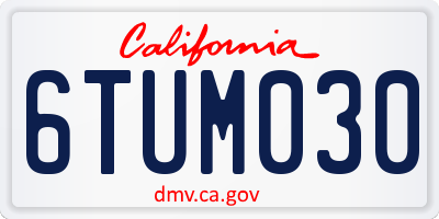 CA license plate 6TUM030