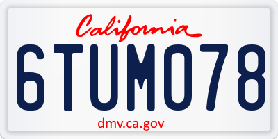 CA license plate 6TUM078