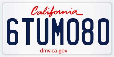 CA license plate 6TUM080
