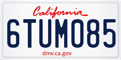 CA license plate 6TUM085