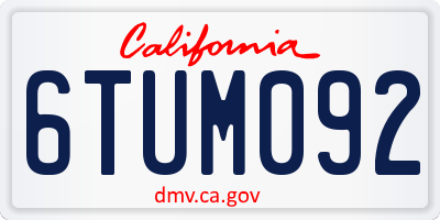 CA license plate 6TUM092