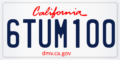 CA license plate 6TUM100
