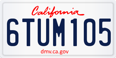CA license plate 6TUM105