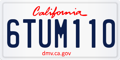 CA license plate 6TUM110