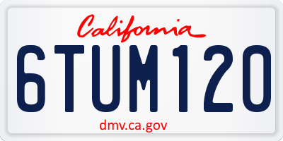 CA license plate 6TUM120