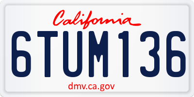 CA license plate 6TUM136