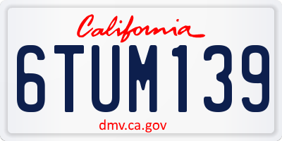 CA license plate 6TUM139