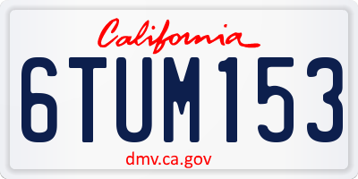 CA license plate 6TUM153