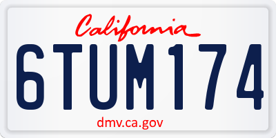 CA license plate 6TUM174