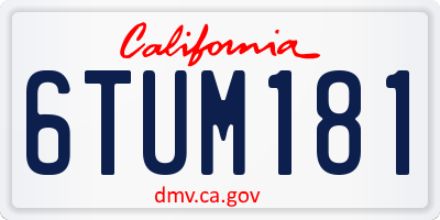 CA license plate 6TUM181