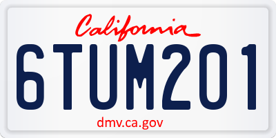 CA license plate 6TUM201