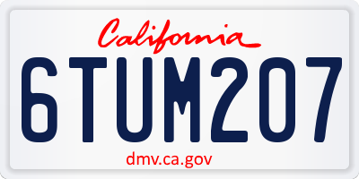 CA license plate 6TUM207