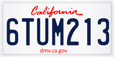 CA license plate 6TUM213