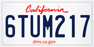CA license plate 6TUM217