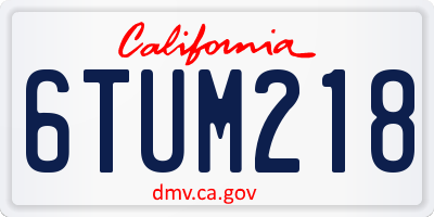CA license plate 6TUM218