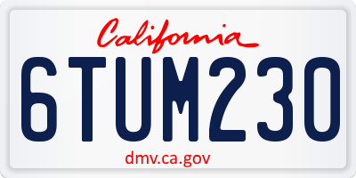 CA license plate 6TUM230