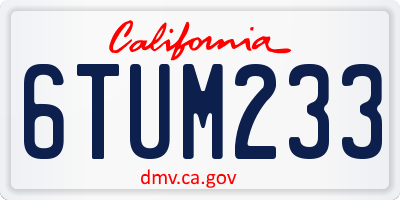 CA license plate 6TUM233
