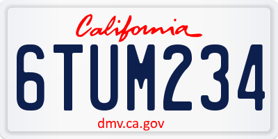 CA license plate 6TUM234