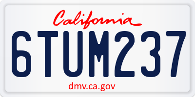 CA license plate 6TUM237