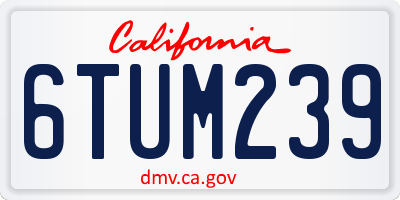 CA license plate 6TUM239