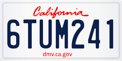 CA license plate 6TUM241
