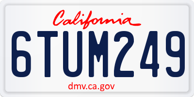 CA license plate 6TUM249