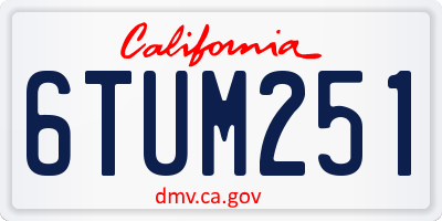 CA license plate 6TUM251