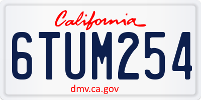 CA license plate 6TUM254