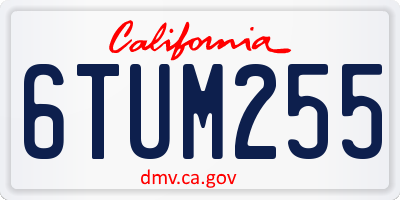 CA license plate 6TUM255