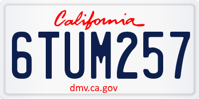 CA license plate 6TUM257